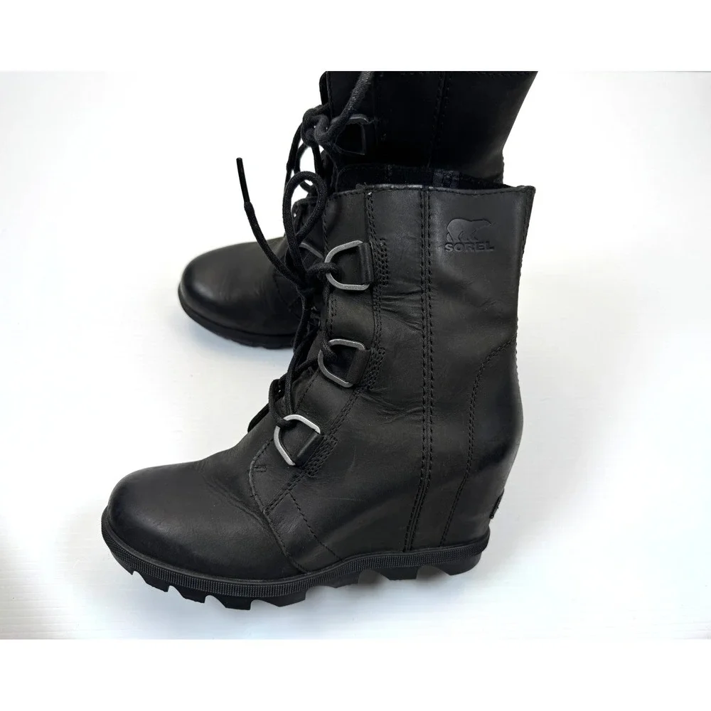 Sorel Joan of‎ Arctic Wedge II Waterproof Boots Women 6.5 Lace Up Leather Ankle